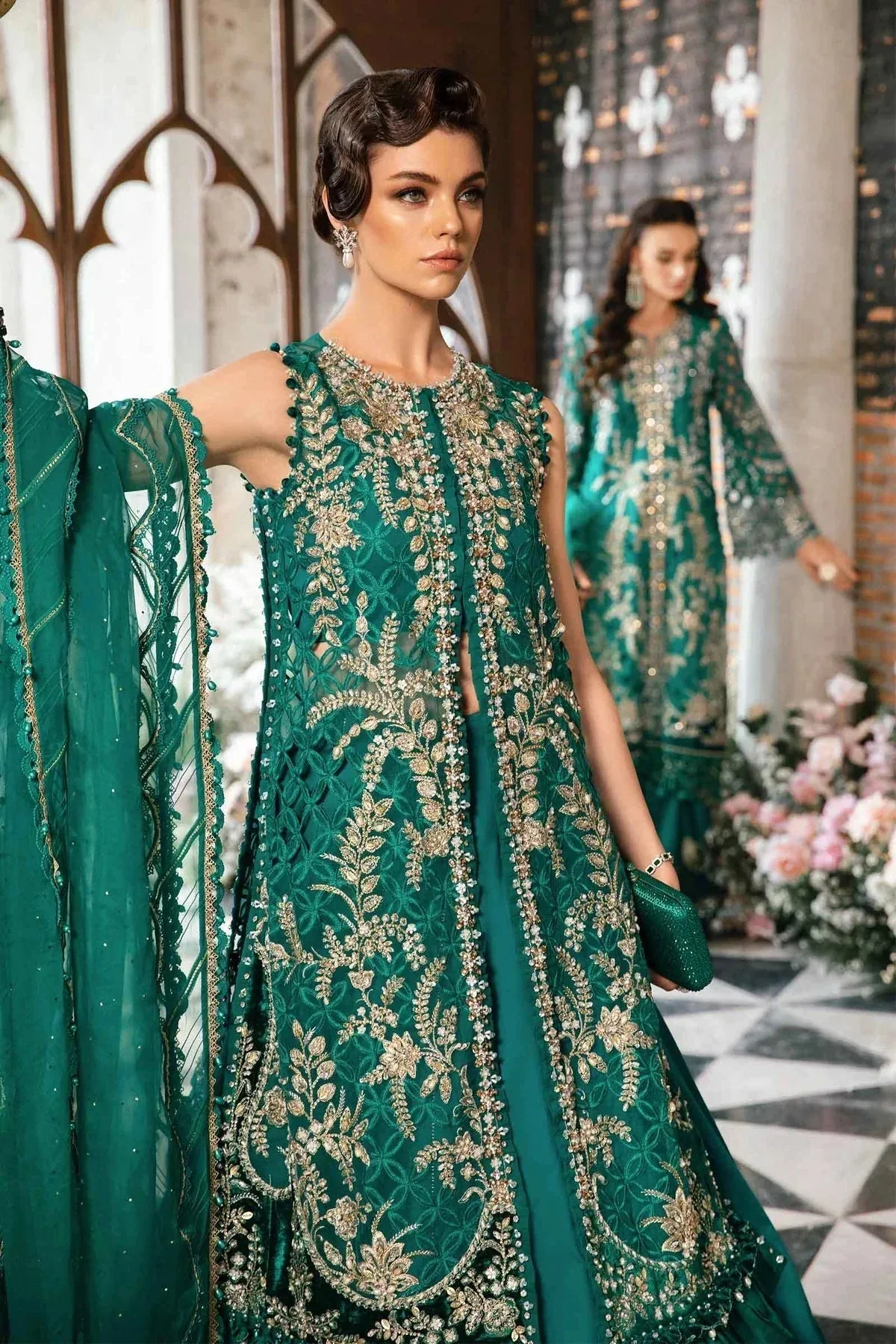 Maria B Mbroidered Fabrics 2024 Green Organza – view 10 – Poshaq