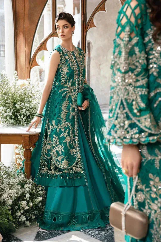 Maria B Mbroidered Fabrics 2024 Green Organza – view 5 – Poshaq