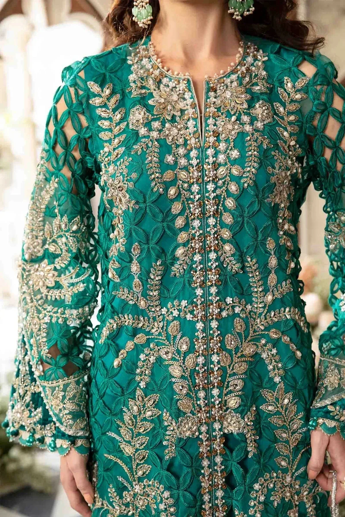 Maria B Mbroidered Fabrics 2024 Green Organza – view 7 – Poshaq