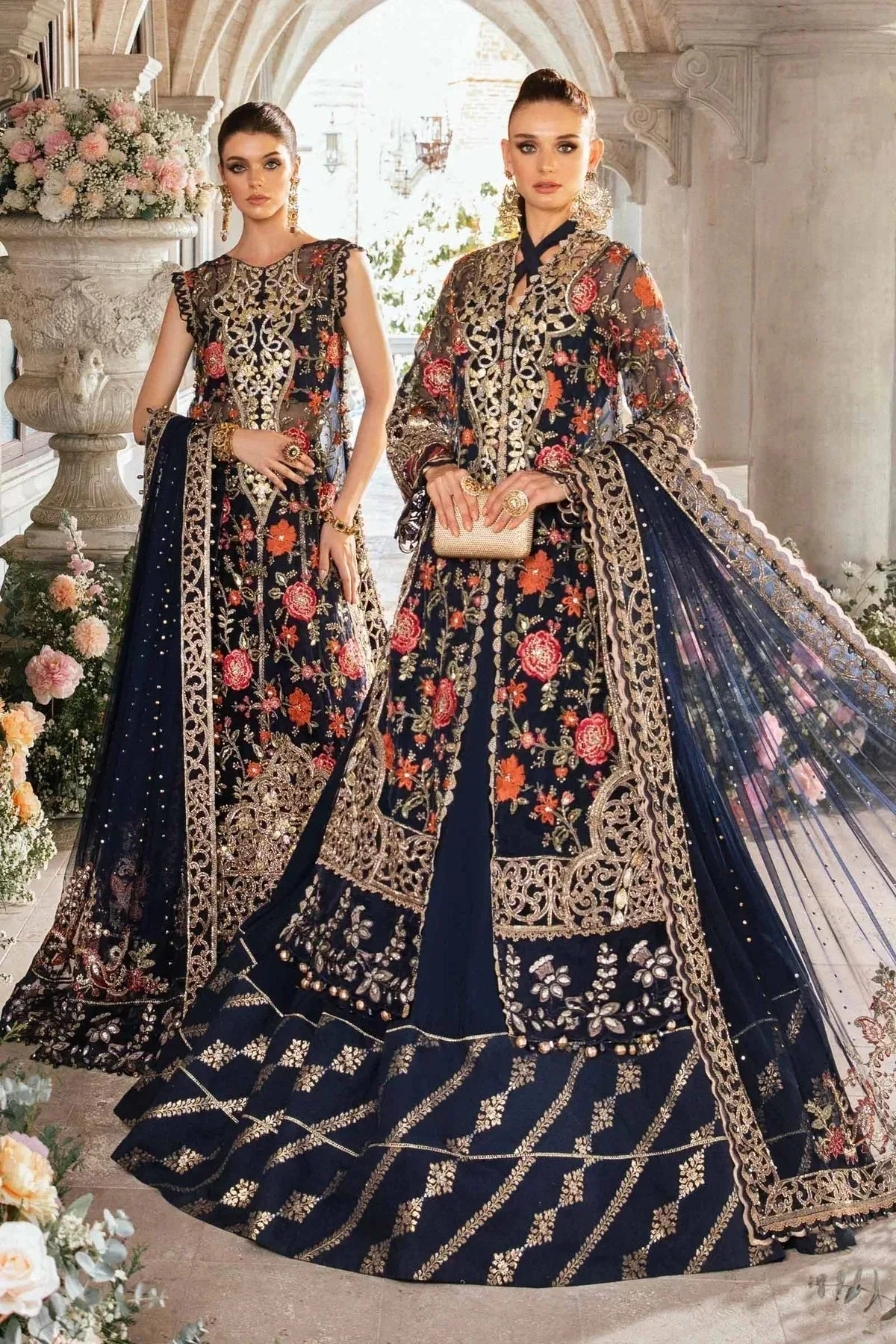 Maria B Mbroidered Fabrics 2024 Blue Raw Silk – view 1 – Poshaq