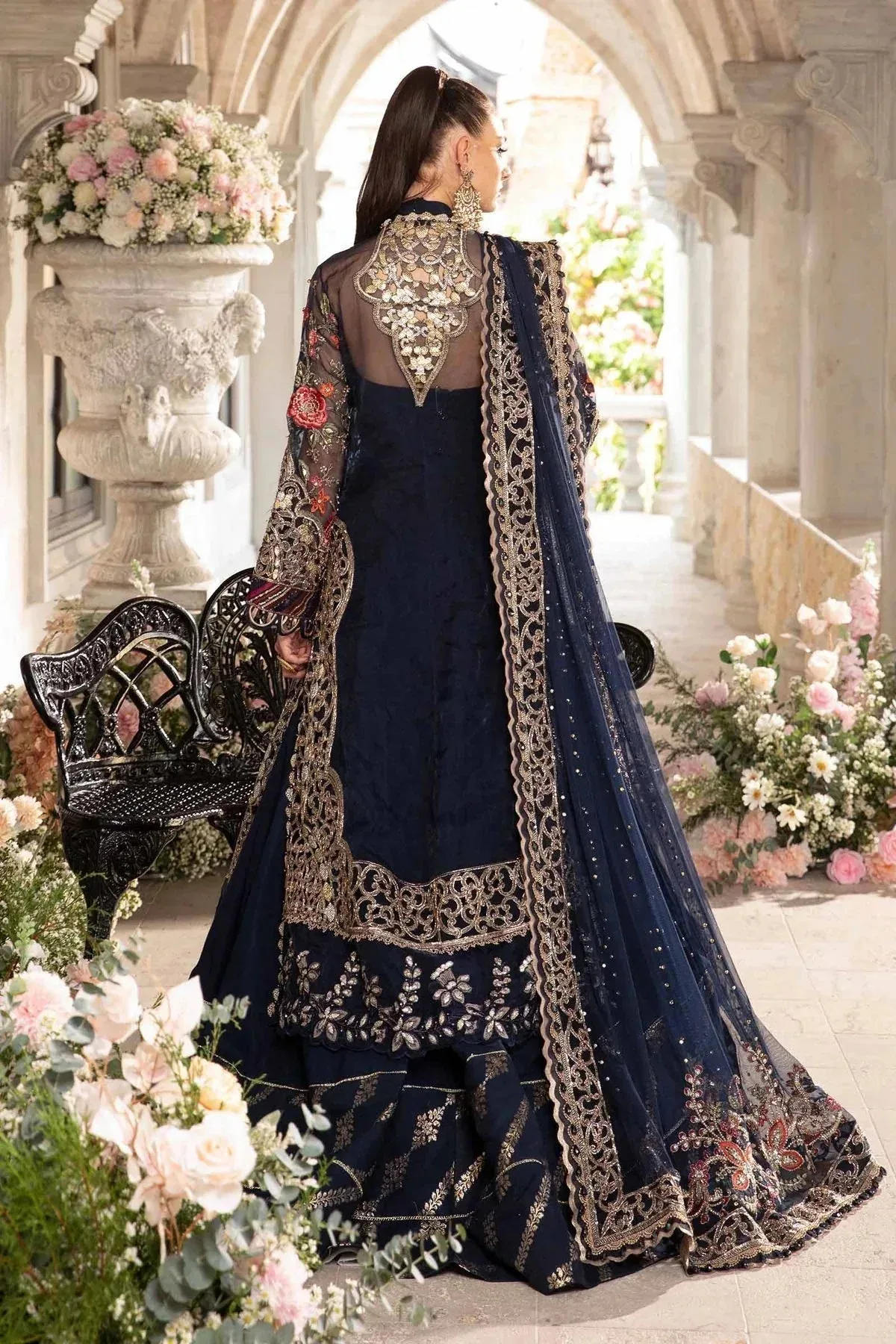 Maria B Mbroidered Fabrics 2024 Blue Raw Silk – view 2 – Poshaq