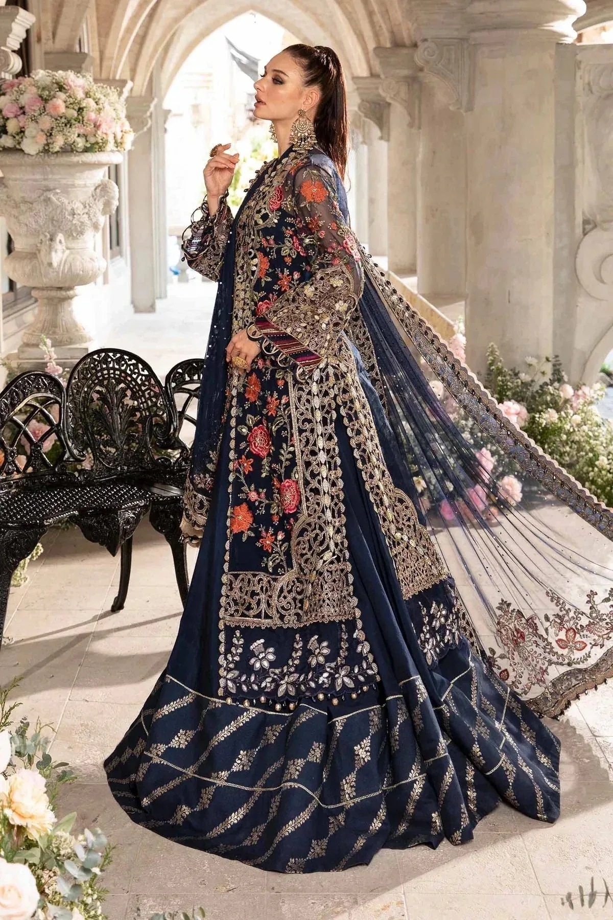 Maria B Mbroidered Fabrics 2024 Blue Raw Silk – view 3 – Poshaq