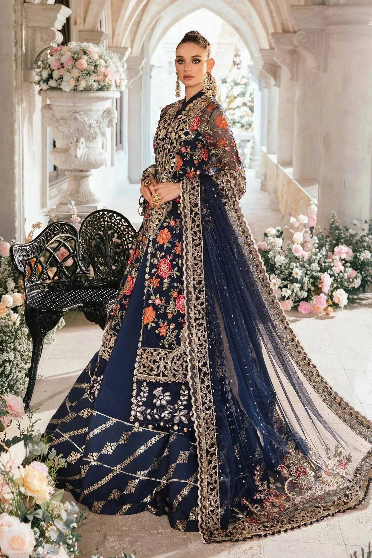 Maria B Mbroidered Fabrics 2024 Blue Raw Silk – view 4 – Poshaq