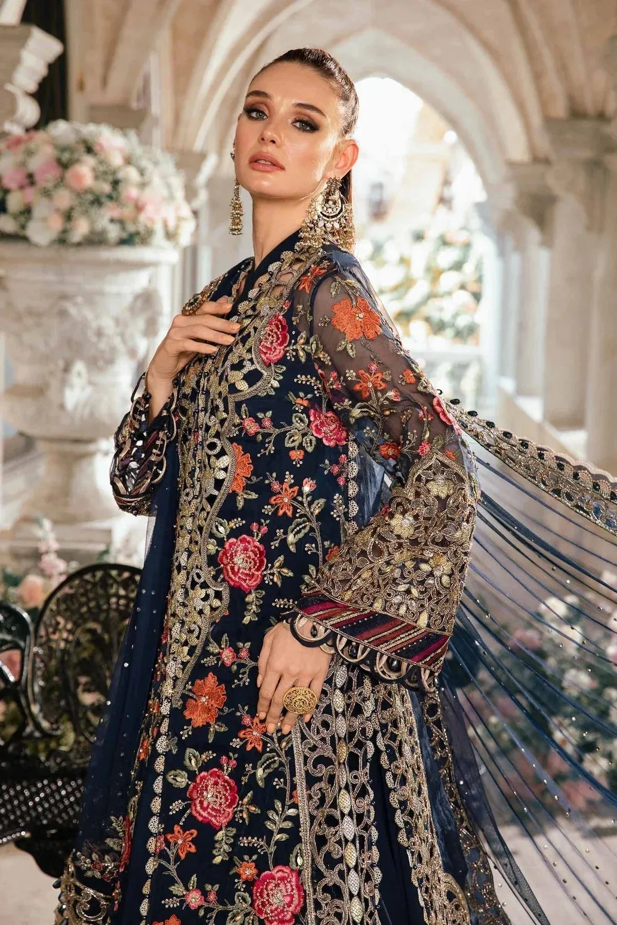 Maria B Mbroidered Fabrics 2024 Blue Raw Silk – view 5 – Poshaq