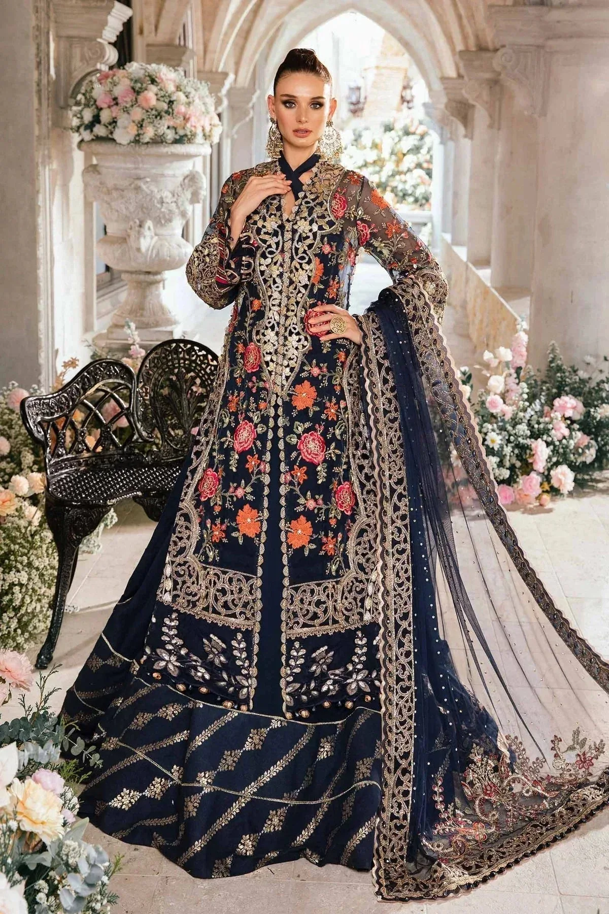 Maria B Mbroidered Fabrics 2024 Blue Raw Silk – view 6 – Poshaq