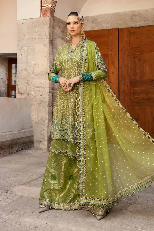 Maria B Sateen Formals 24 Green Jacquard – view 1 – Poshaq