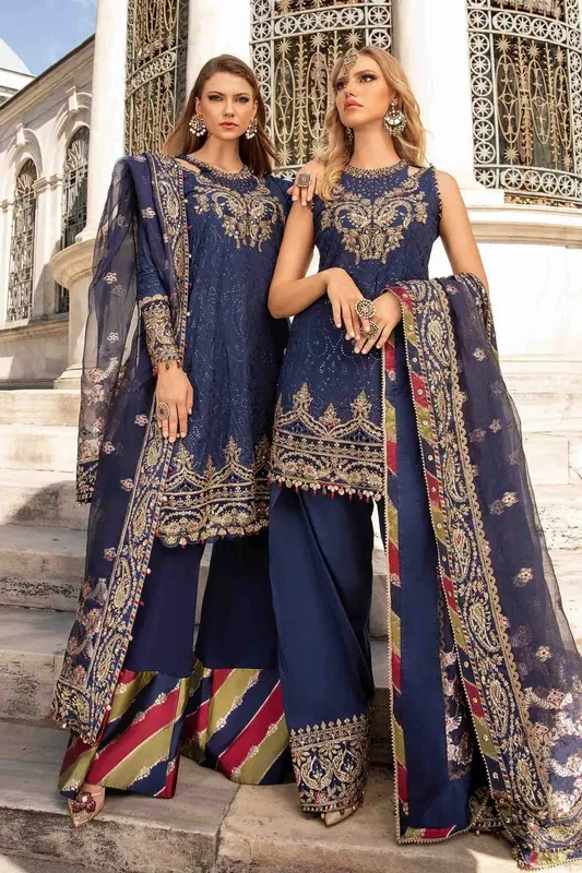 Maria B Sateen Formals 24 Blue Jacquard – view 1 – Poshaq