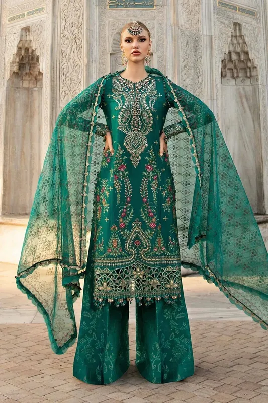 Maria B Sateen Formals 24 Green Jacquard – view 1 – Poshaq