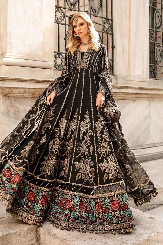 Maria B Sateen Formals 24 Black Jacquard – view 1 – Poshaq