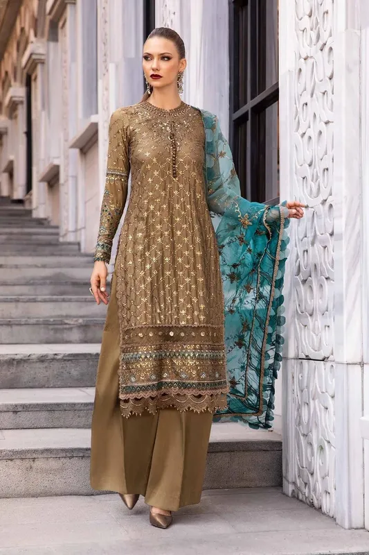 Maria B Sateen Formals 24 Gold Organza – view 1 – Poshaq