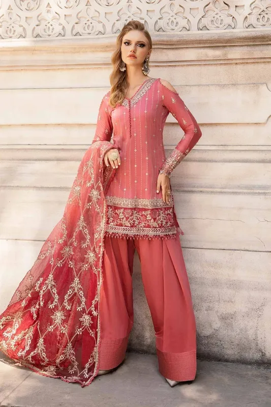 Maria B Sateen Formals 24 Pink Organza – view 1 – Poshaq