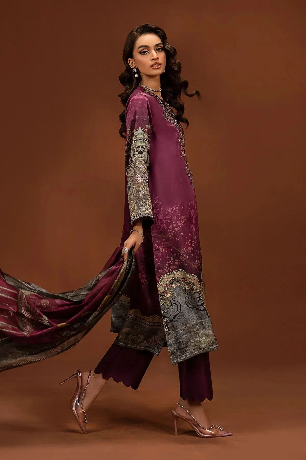 Maria B Silk Collection 24 Plum Velvet – view 4 – Poshaq