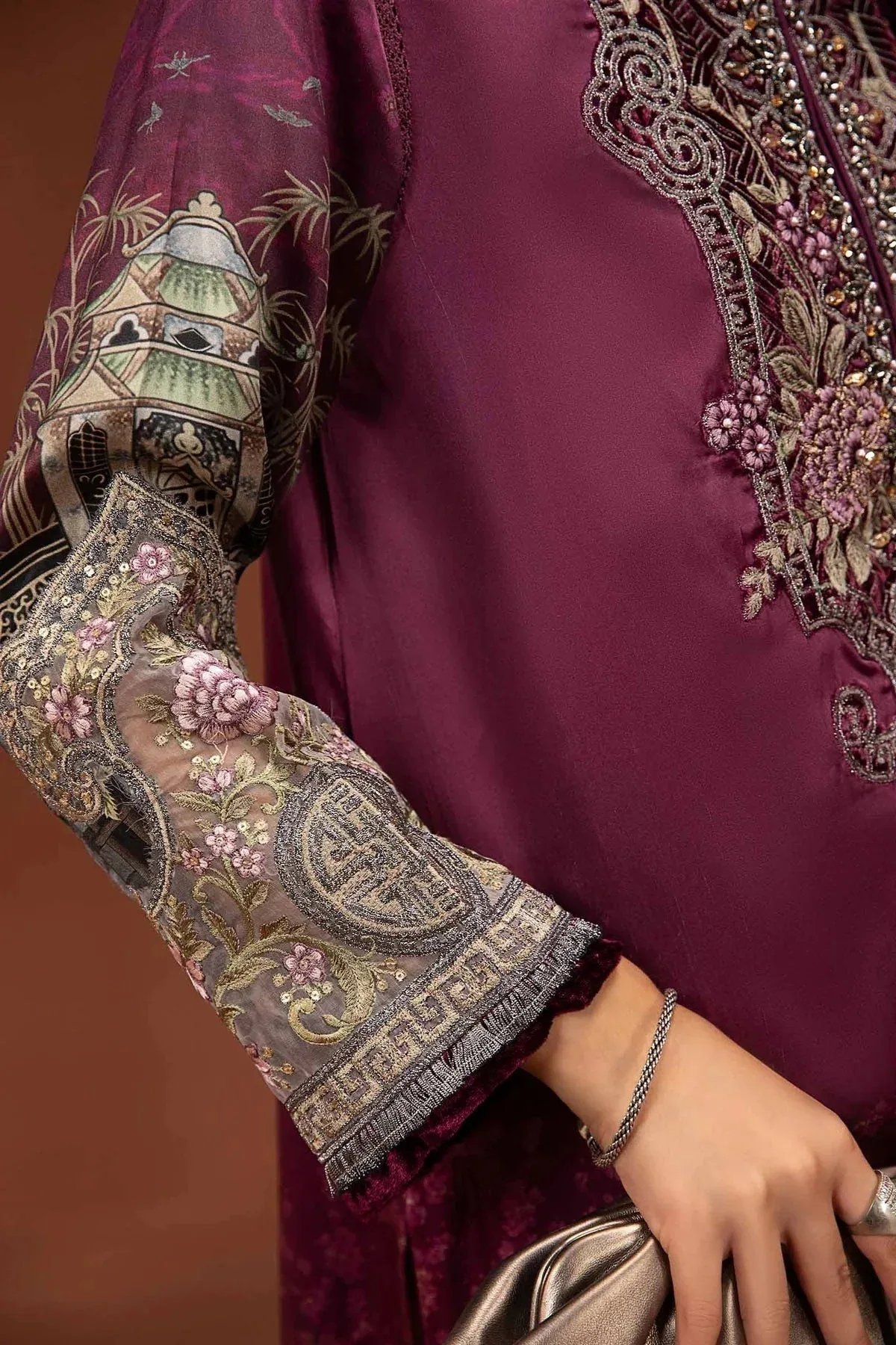 Maria B Silk Collection 24 Plum Velvet – view 5 – Poshaq
