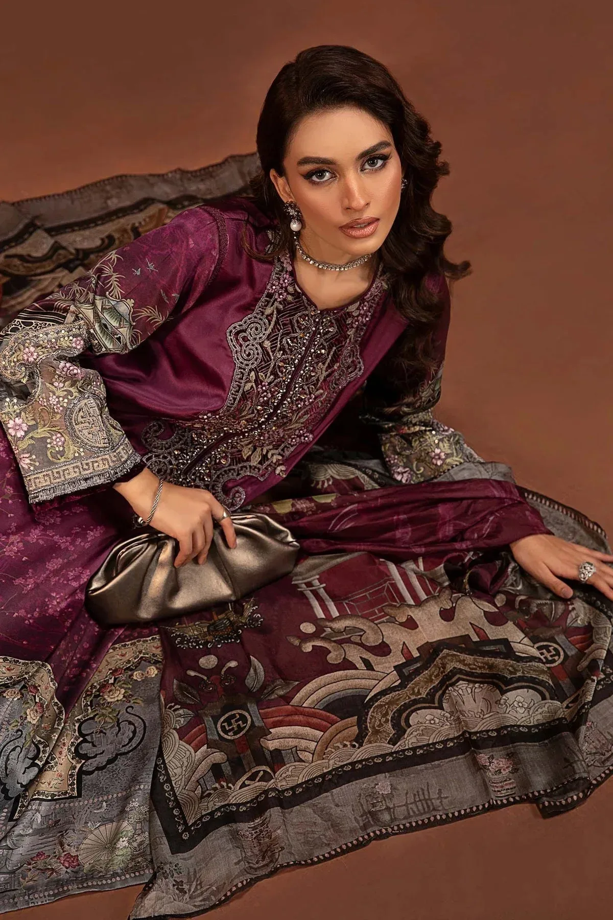 Maria B Silk Collection 24 Plum Velvet – view 6 – Poshaq