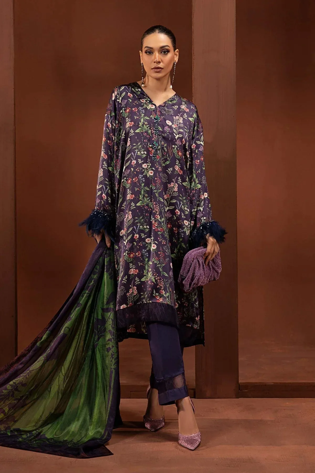 Maria B Silk Collection 24 Purple Organza – view 1 – Poshaq