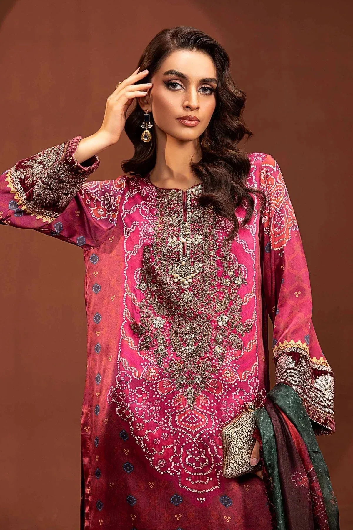 Maria B Silk Collection 24 Green Velvet – view 3 – Poshaq