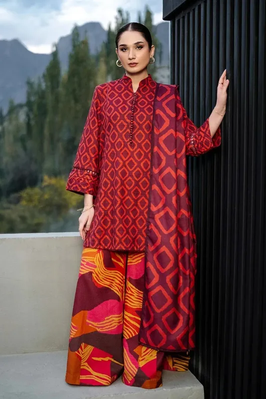Maria B Winter Basics 2024 Maroon Khaddar – view 1 – Poshaq