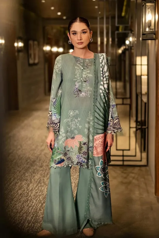 Maria B Winter Basics 2024 Green Linen – view 1 – Poshaq