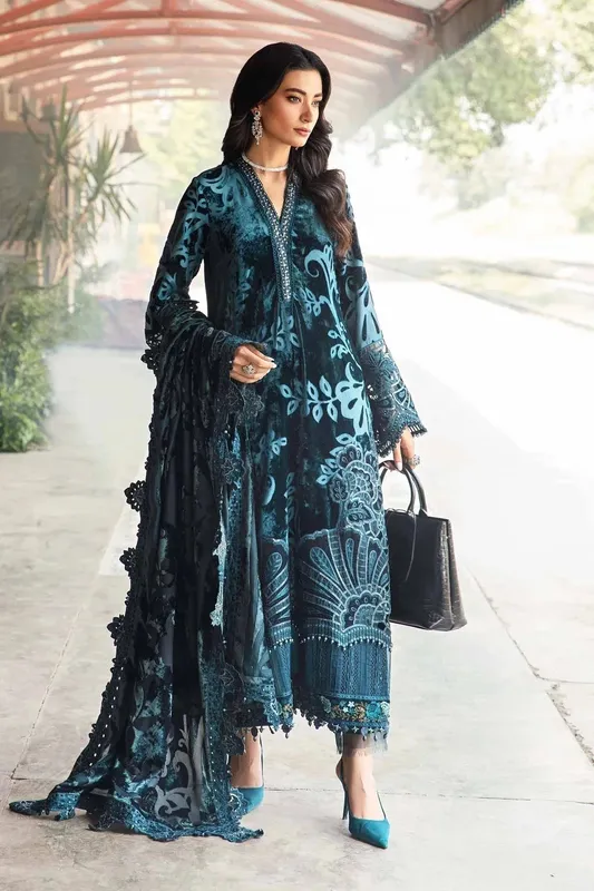 Maria B Winter Luxe 24 Teal Organza – view 1 – Poshaq