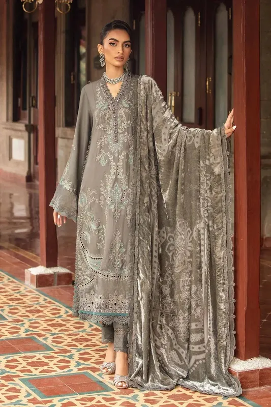 Maria B Winter Luxe 24 Grey Velvet – view 1 – Poshaq