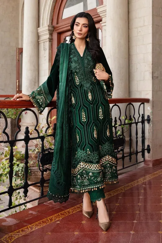 Maria B Winter Luxe 24 Green Organza – view 1 – Poshaq