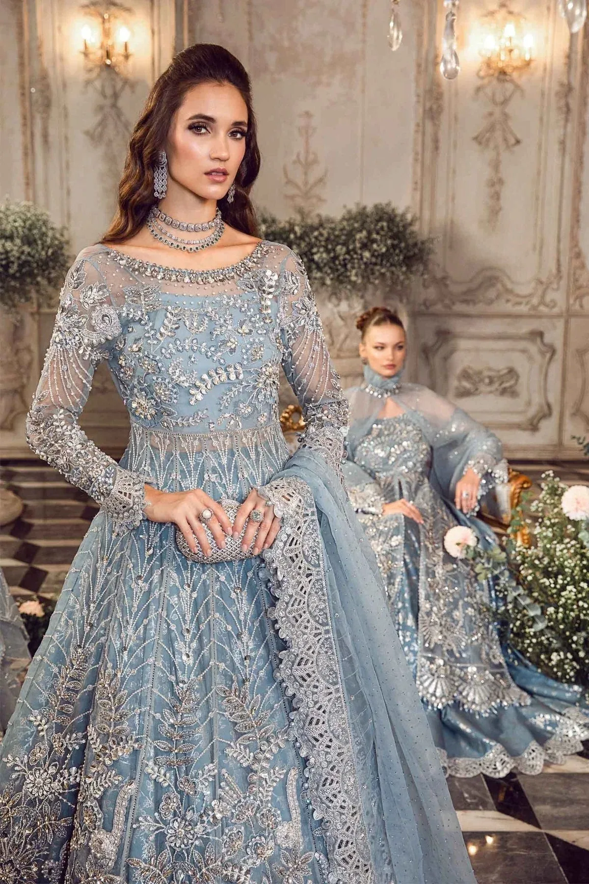Maria B Blue Organza – view 3 – Poshaq