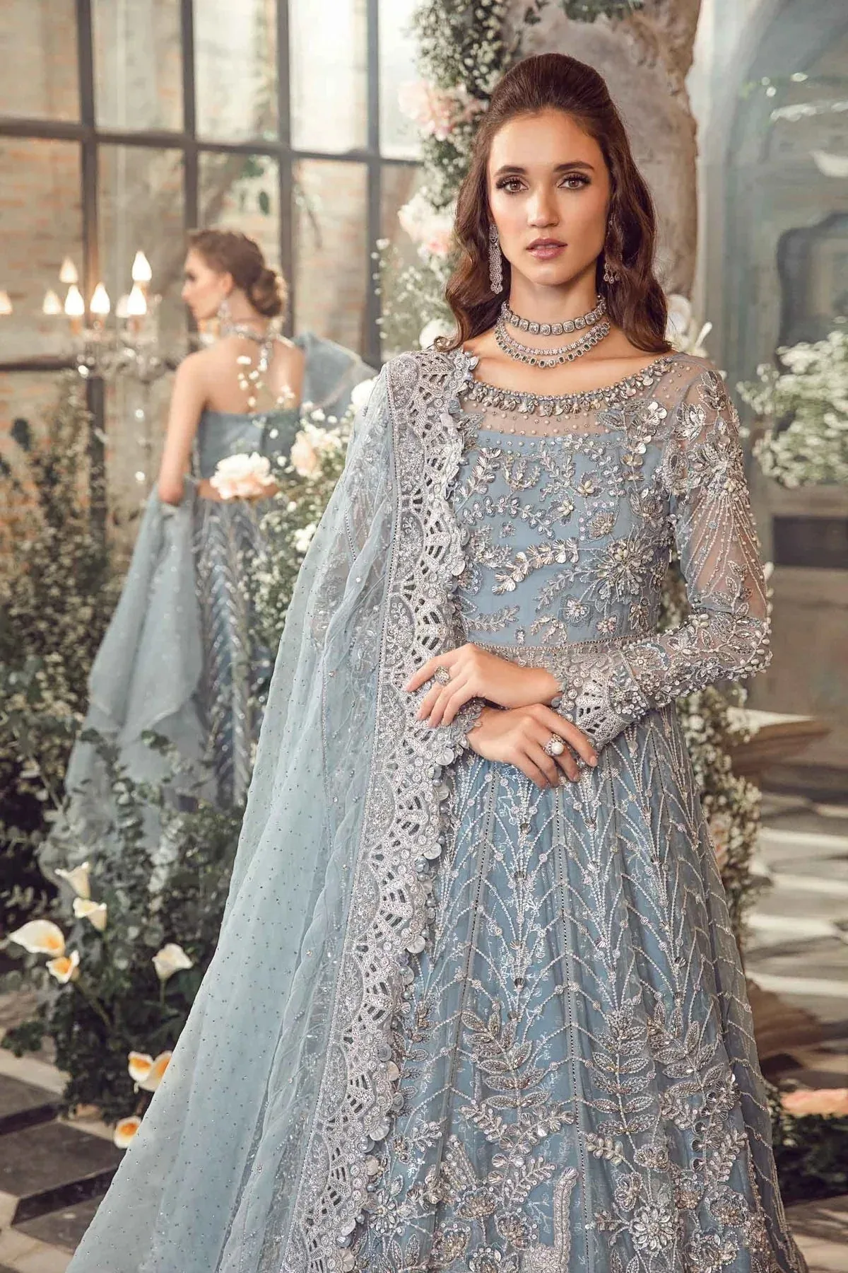 Maria B Blue Organza – view 4 – Poshaq