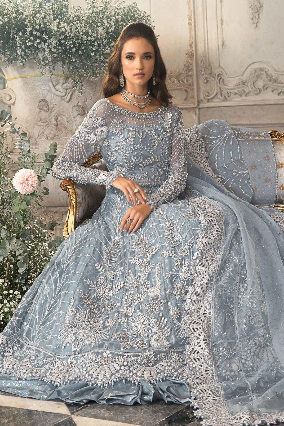 Maria B Blue Organza – view 5 – Poshaq