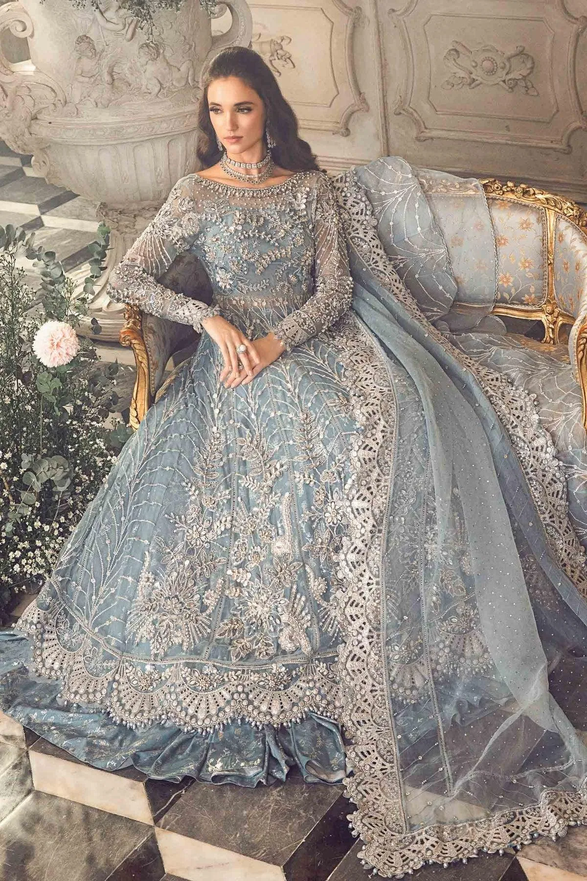 Maria B Blue Organza – view 7 – Poshaq
