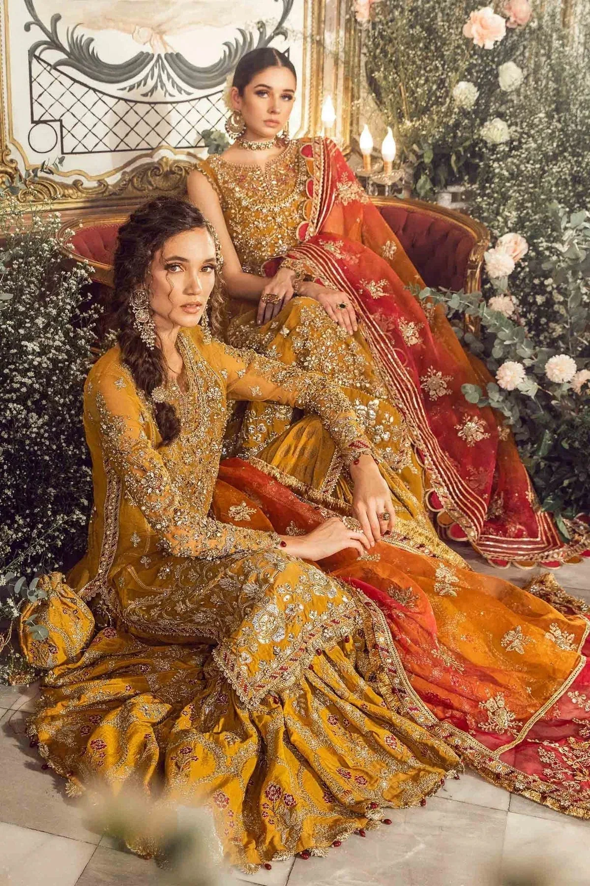 Maria B Mustard Raw Silk – view 12 – Poshaq