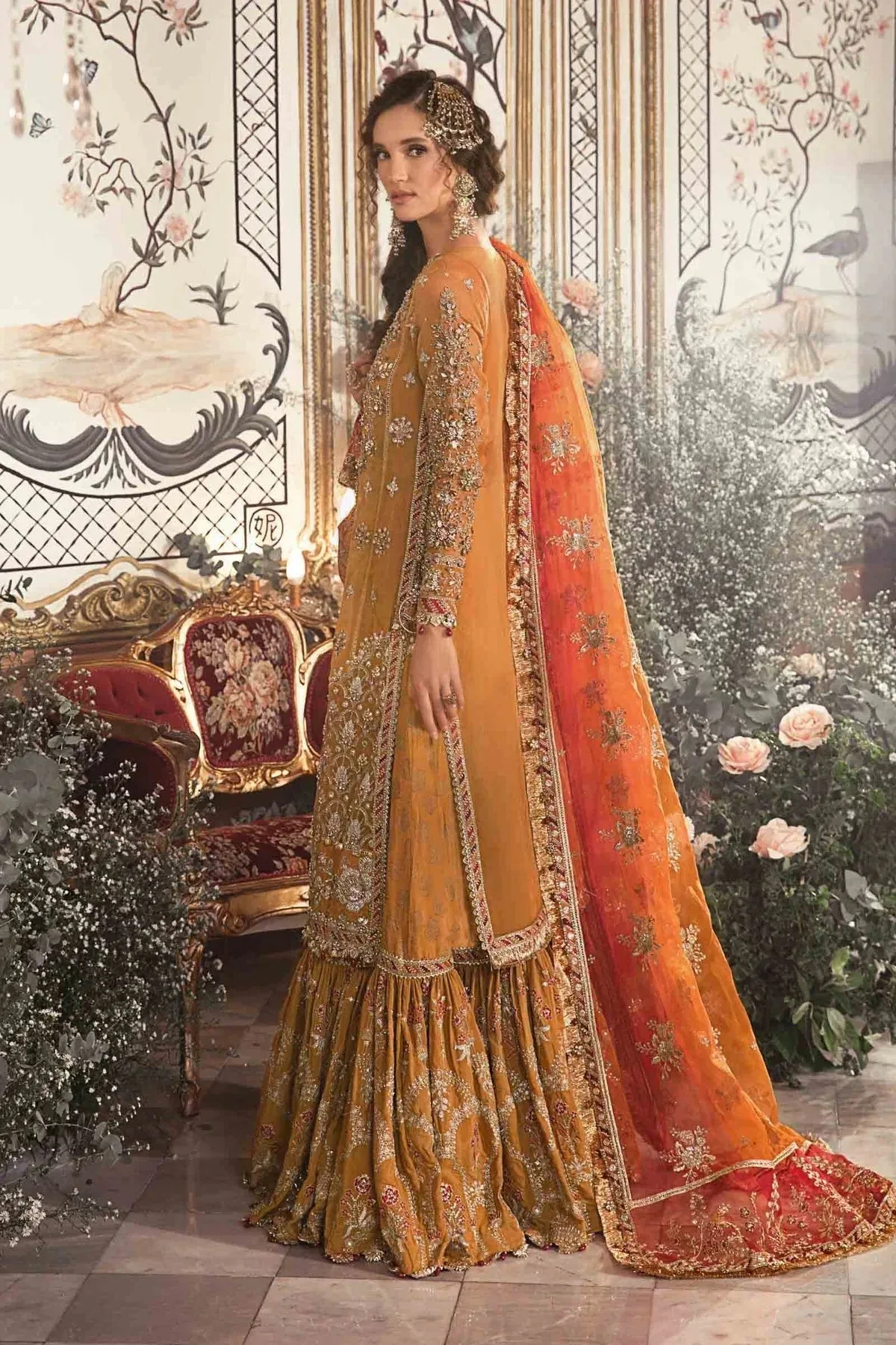 Maria B Mustard Raw Silk – view 4 – Poshaq