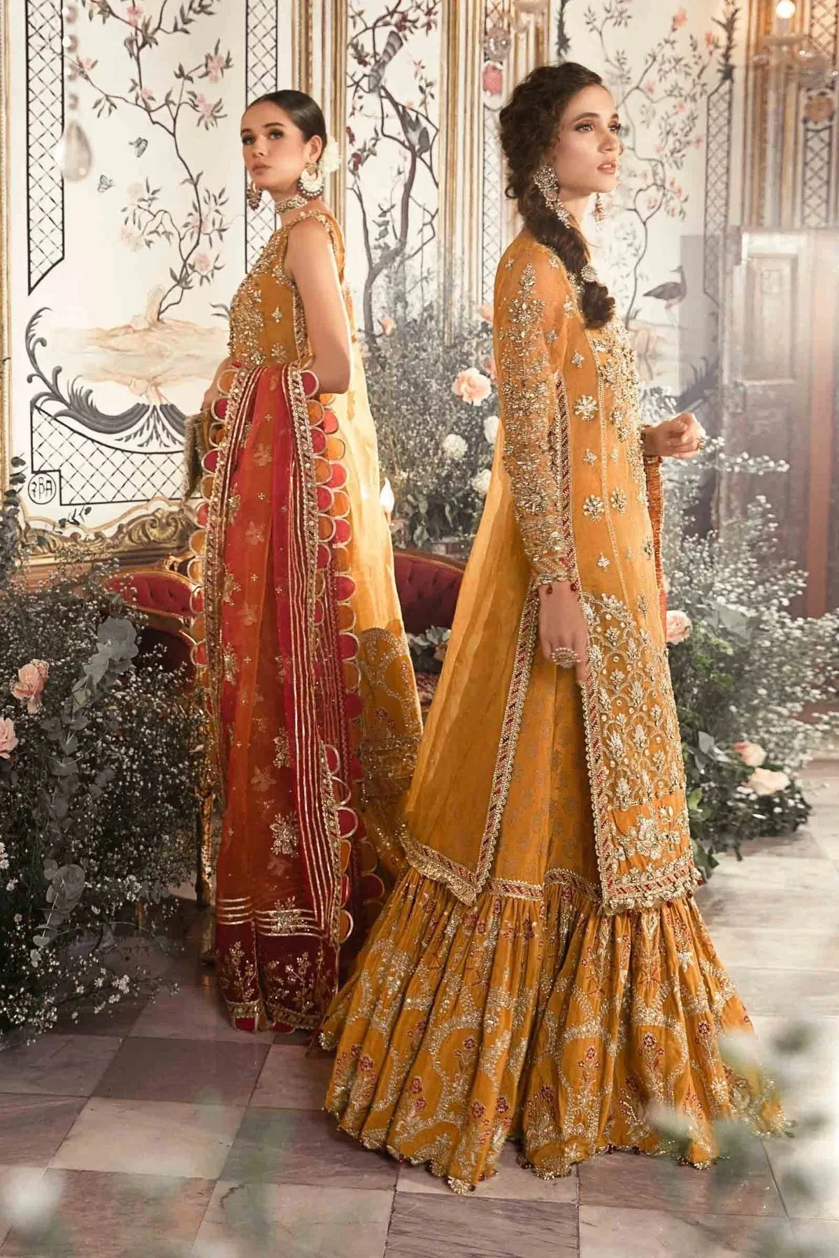 Maria B Mustard Raw Silk – view 6 – Poshaq
