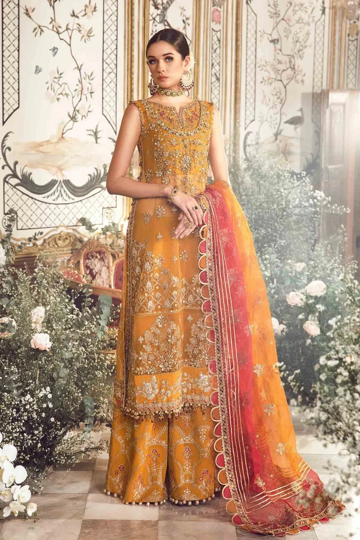 Maria B Mustard Raw Silk – view 7 – Poshaq