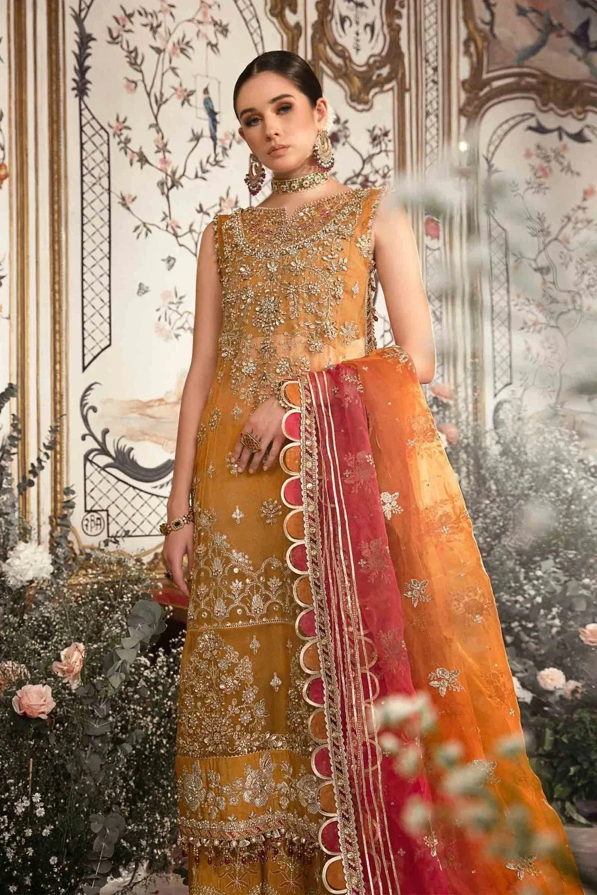 Maria B Mustard Raw Silk – view 8 – Poshaq