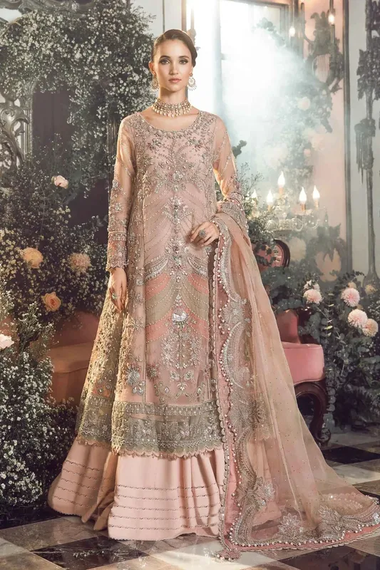 Maria B Pink Raw Silk – view 1 – Poshaq
