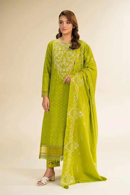 Nishat Cross Season Edit Green Cambric – view 1 – Poshaq