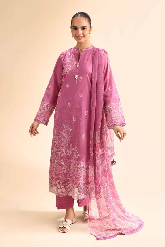 Nishat Cross Season Edit Rose Pink Chiffon – view 1 – Poshaq