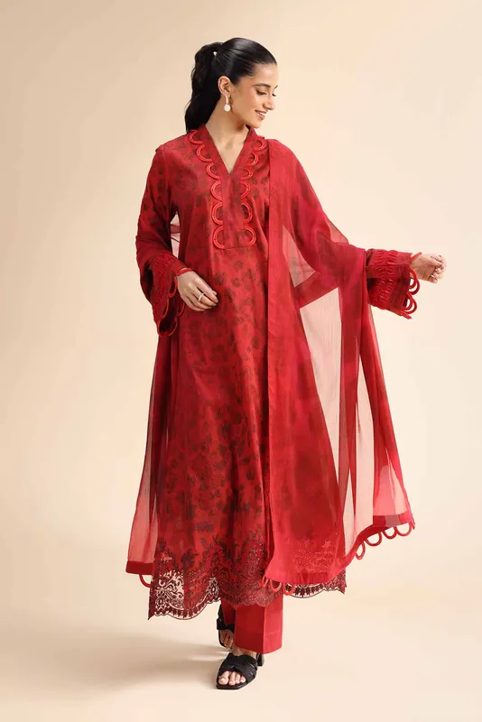 Nishat Cross Season Edit Red Chiffon – view 1 – Poshaq