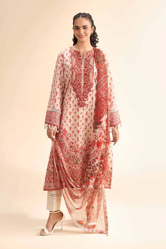 Nishat Cross Season Edit Off White Chiffon – view 1 – Poshaq