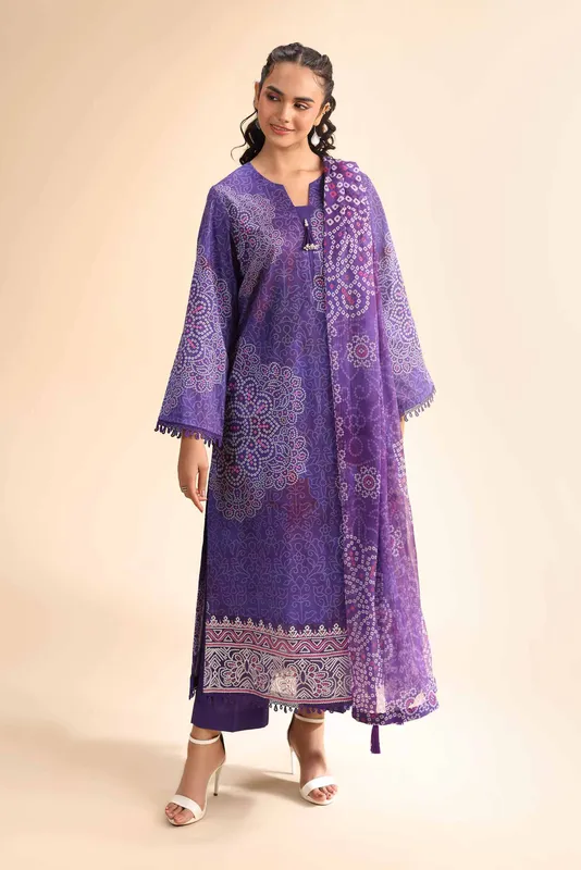 Nishat Cross Season Edit Purple Chiffon – view 1 – Poshaq