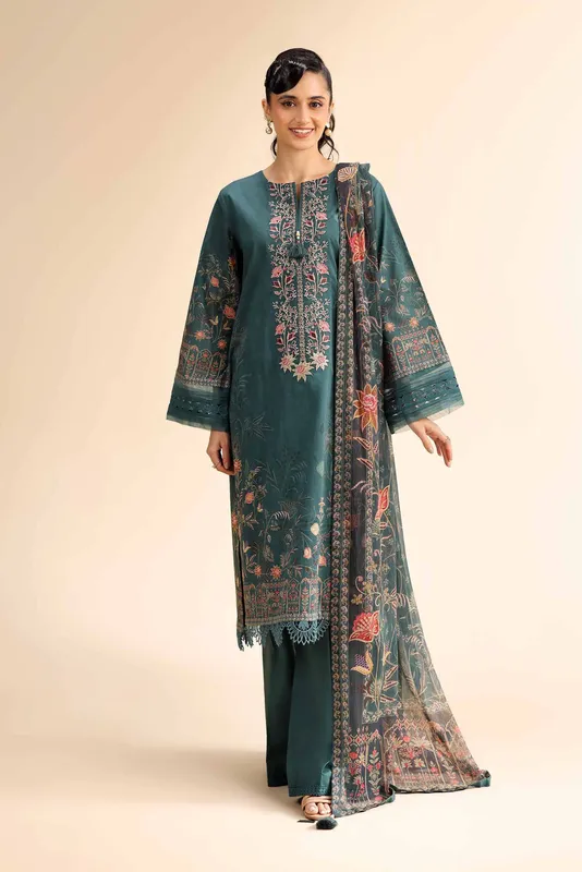 Nishat Cross Season Edit Sea Green Chiffon – view 1 – Poshaq