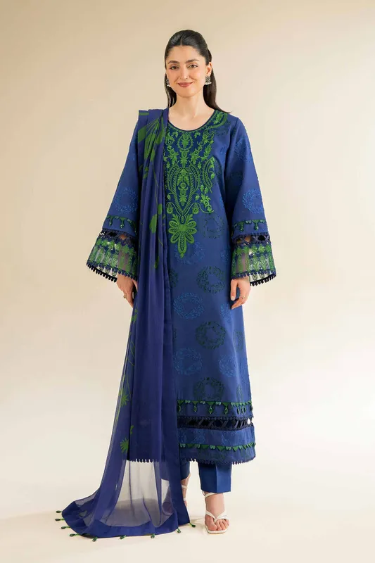 Nishat Cross Season Edit Blue Jacquard – view 1 – Poshaq