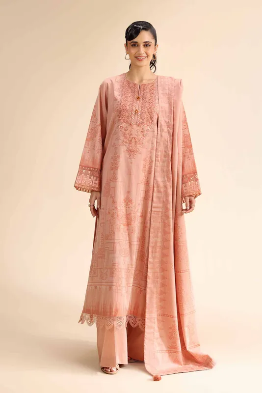 Nishat Cross Season Edit Peach Pink Jacquard – view 1 – Poshaq