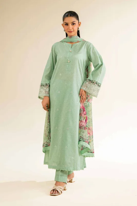 Nishat Cross Season Edit Sage Green Chiffon – view 1 – Poshaq