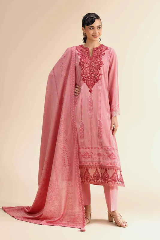 Nishat Cross Season Edit Pink Jacquard – view 1 – Poshaq