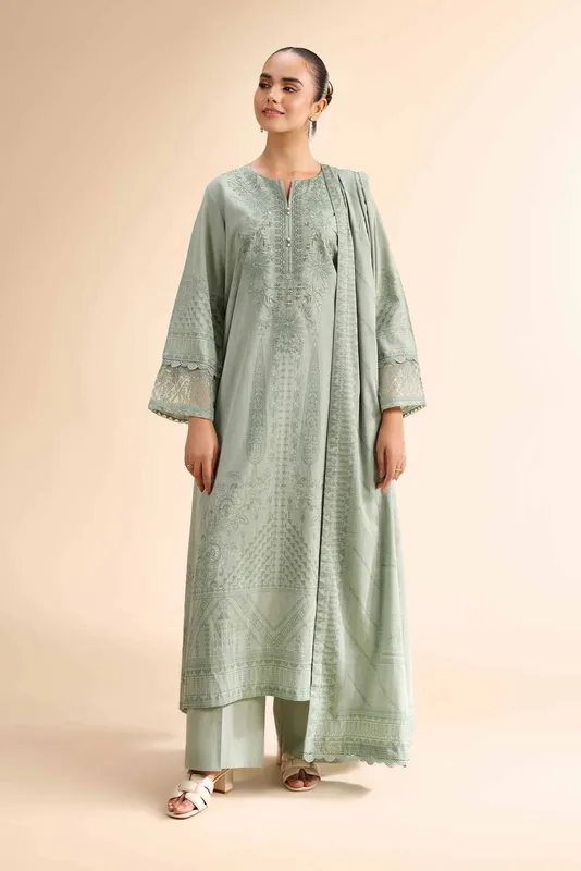 Nishat Cross Season Edit Green Jacquard – view 1 – Poshaq