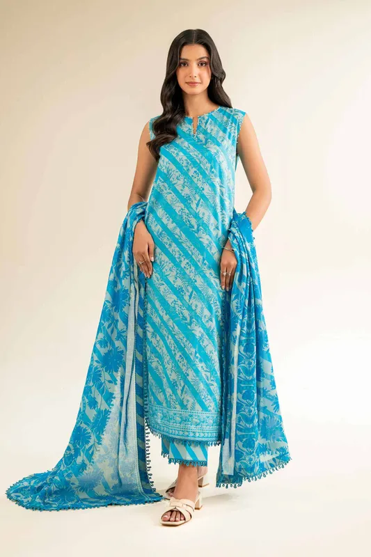 Nishat Cross Season Edit Light Blue Cambric – view 1 – Poshaq