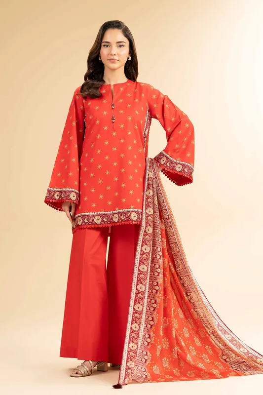 Nishat Cross Season Edit Orange Cambric – view 1 – Poshaq