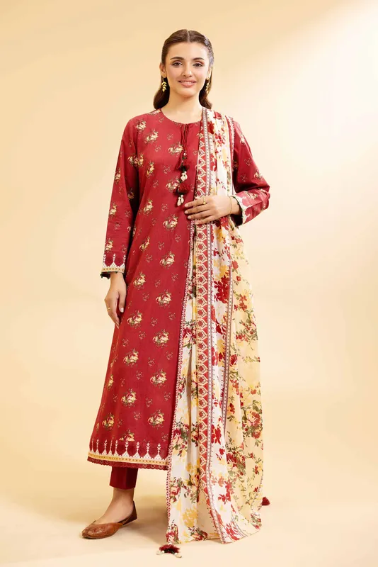 Nishat Cross Season Edit Red Cambric – view 1 – Poshaq