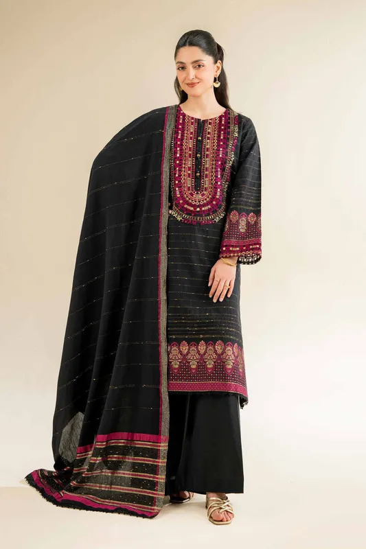 Nishat Cross Season Edit Black Jacquard – view 1 – Poshaq